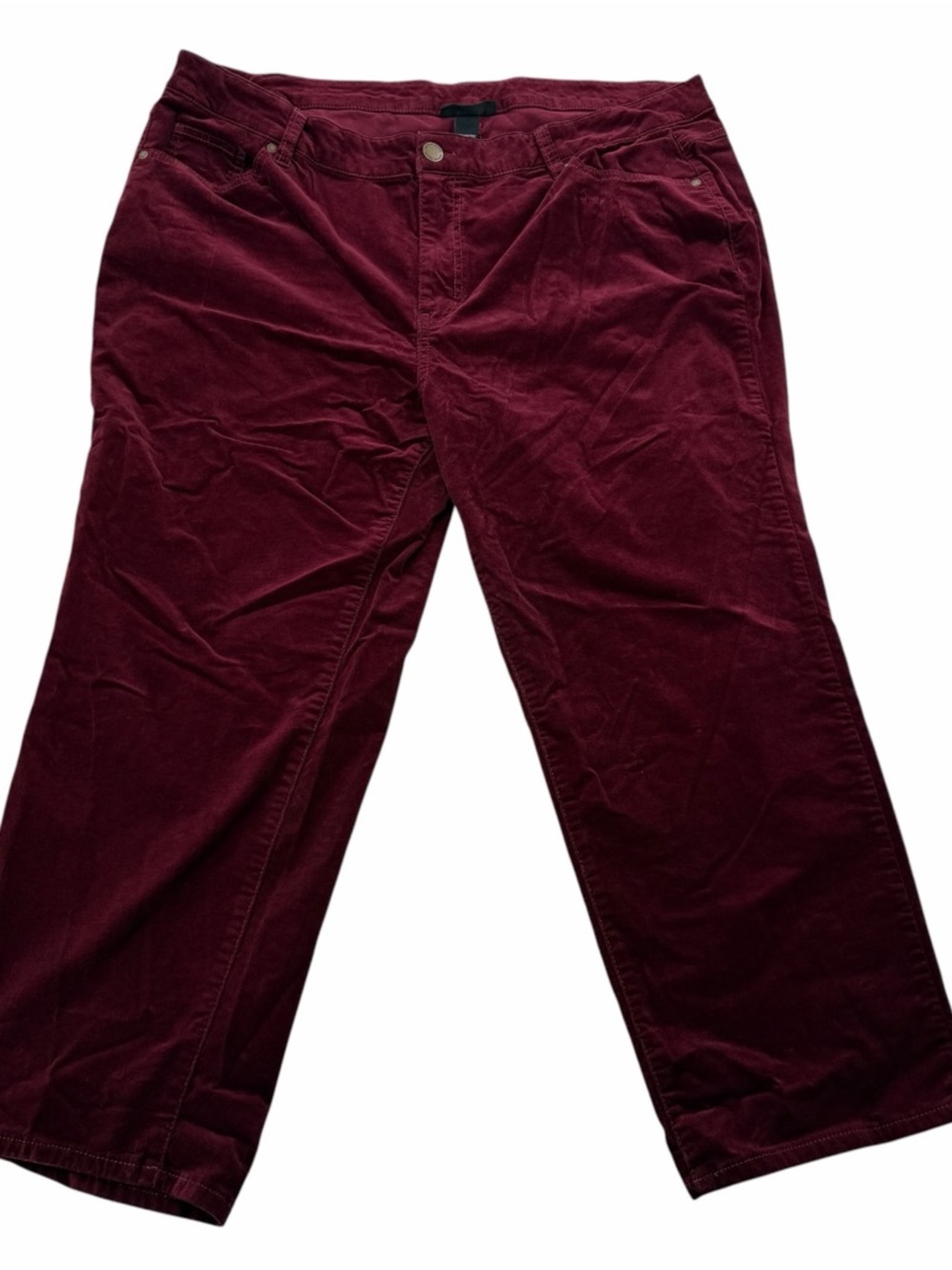 Avenue Denim Red Burgundy Corduroy Pants 22P Petite Stretch